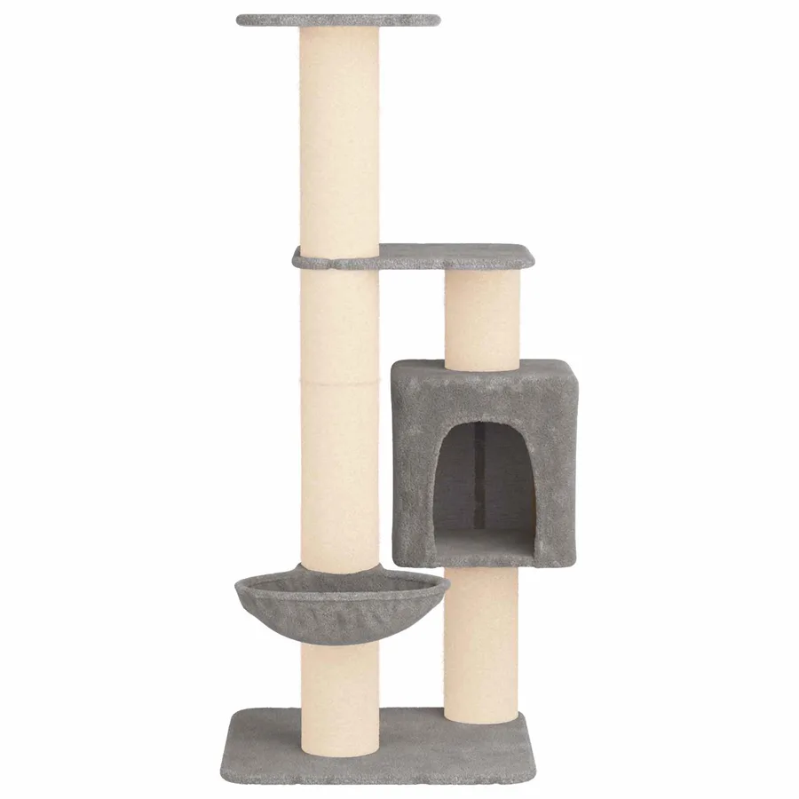 Arbre à chat avec poteaux à griffer en sisal Gris clair 137 cm - 4