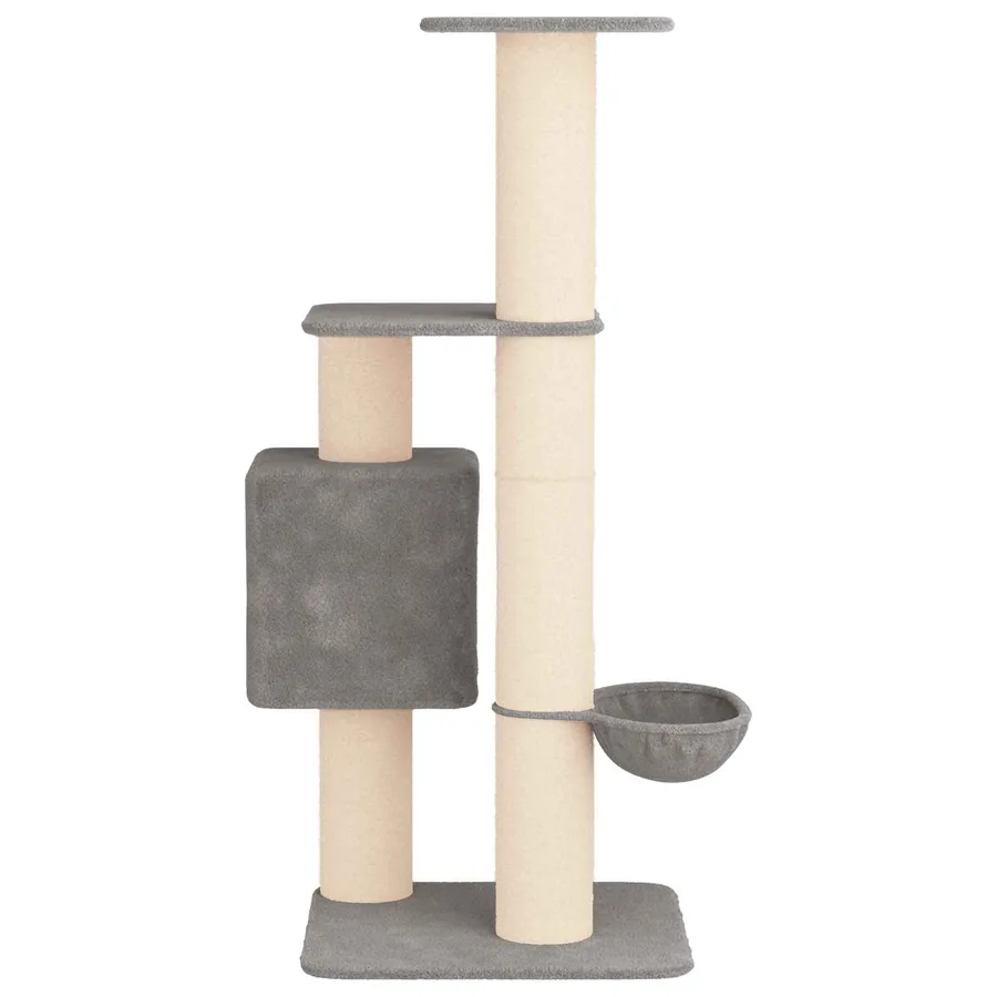 Arbre à chat avec poteaux à griffer en sisal Gris clair 137 cm - 5