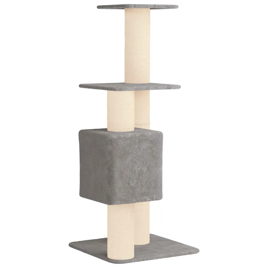 Arbre à chat avec poteaux à griffer en sisal Gris clair 137 cm - 6