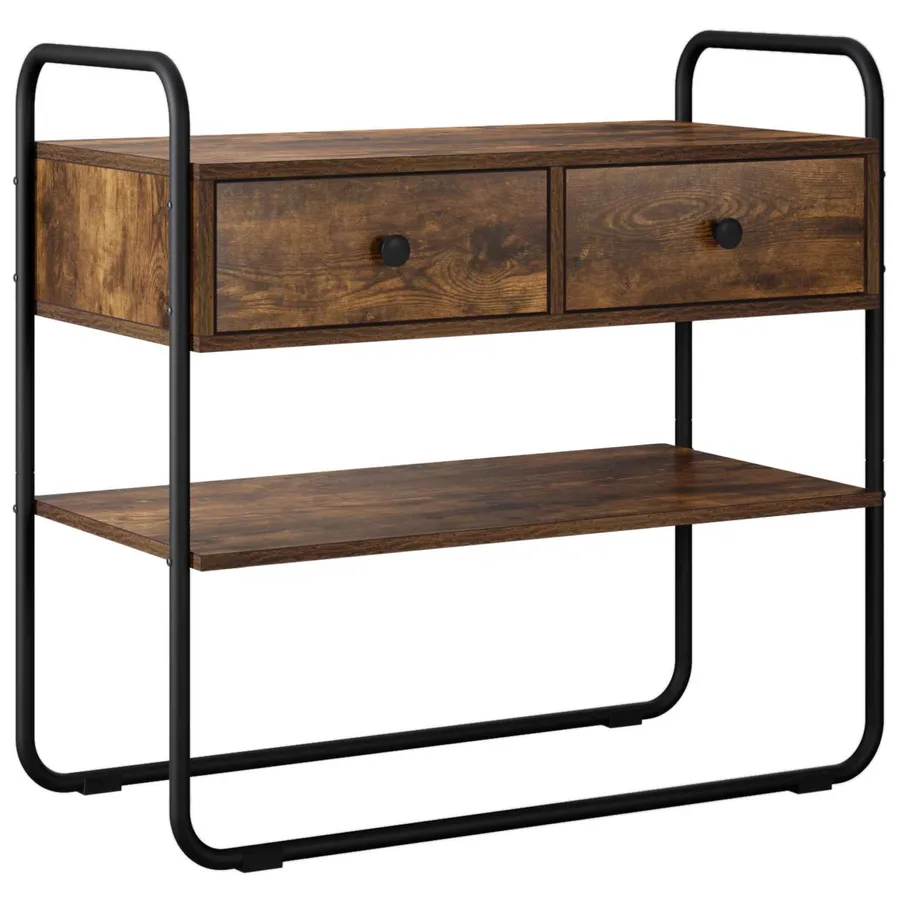 Table console Chêne fumé 100 x 40 x 75 cm Bois d'ingénierie - 2