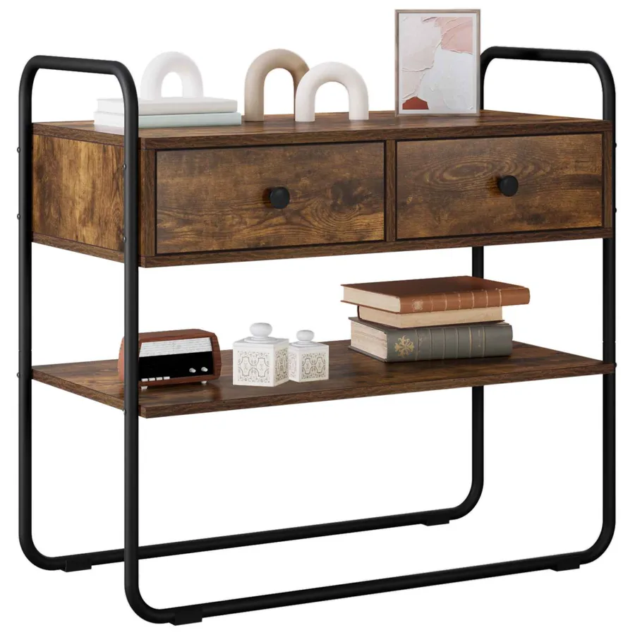 Table console Chêne fumé 100 x 40 x 75 cm Bois d'ingénierie - 3