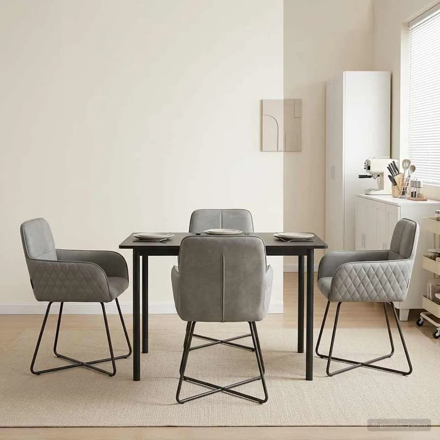 Chaises de salle à manger 4 pcs Velours Gris clair