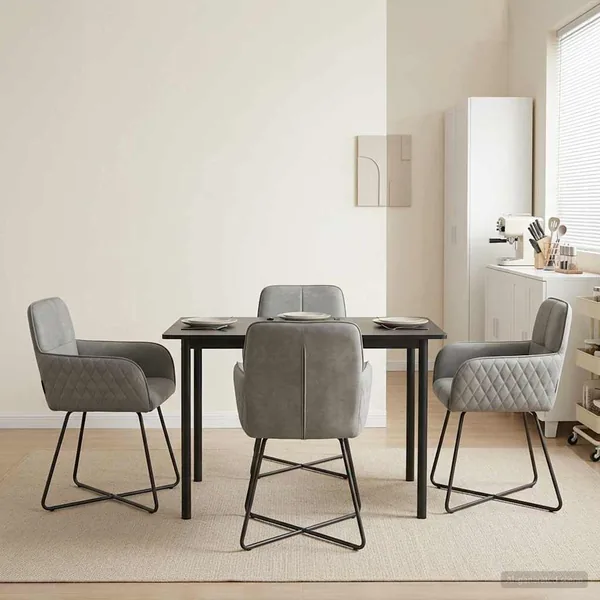 Chaises de salle à manger 4 pcs Velours Gris clair