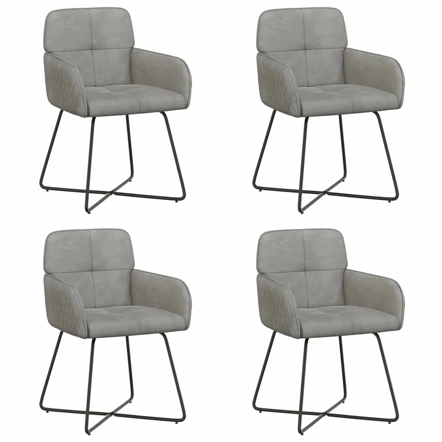 Chaises de salle à manger 4 pcs Velours Gris clair - 2