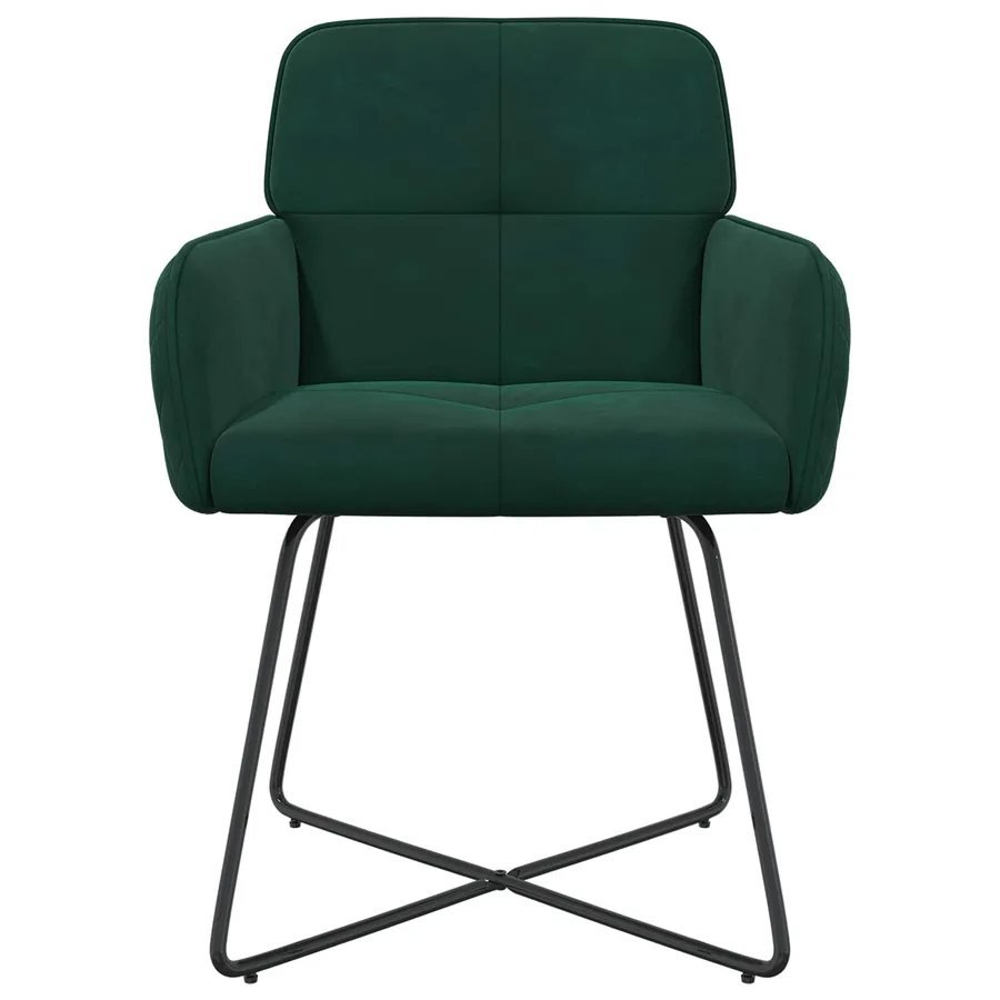 Chaises de salle à manger 2 pcs Velours Vert foncé - 3