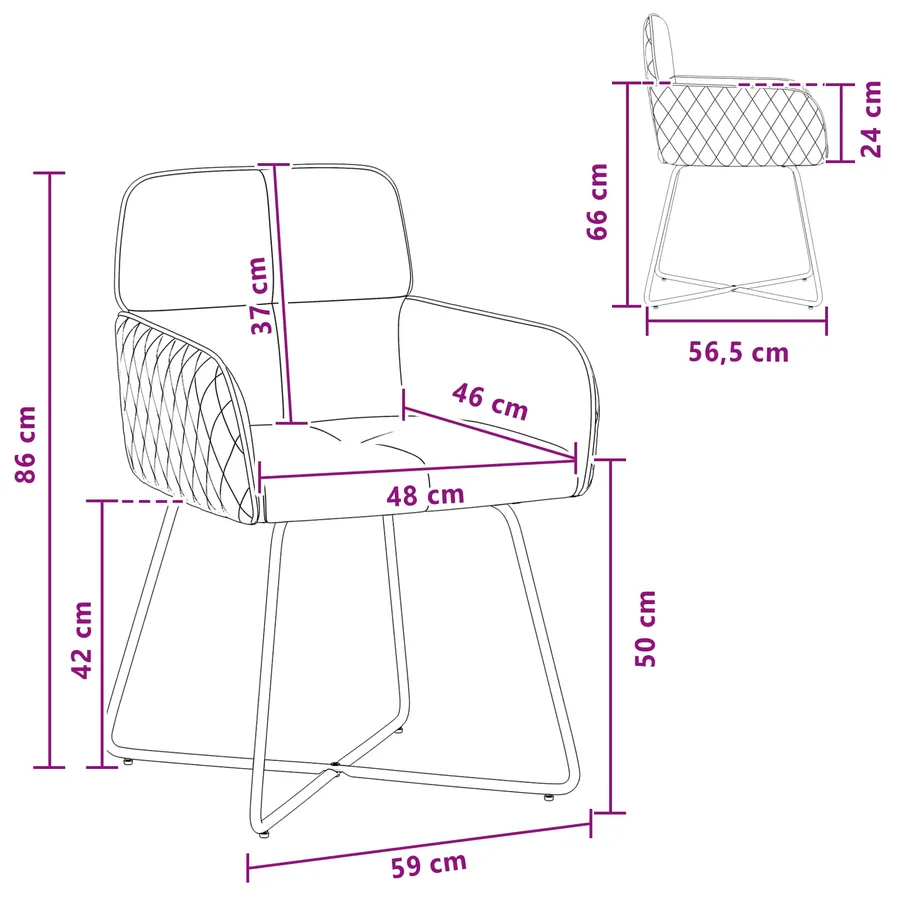 Chaises de salle à manger 6 pcs Velours Bordeaux - 8