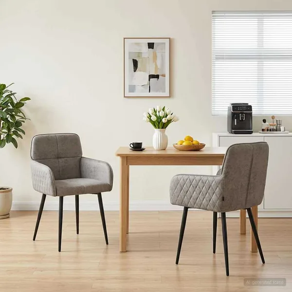 Chaises de salle à manger 2 pcs Simili daim Gris clair