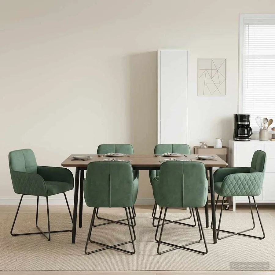 Chaises de salle à manger 6 pcs Velours Vert Mer