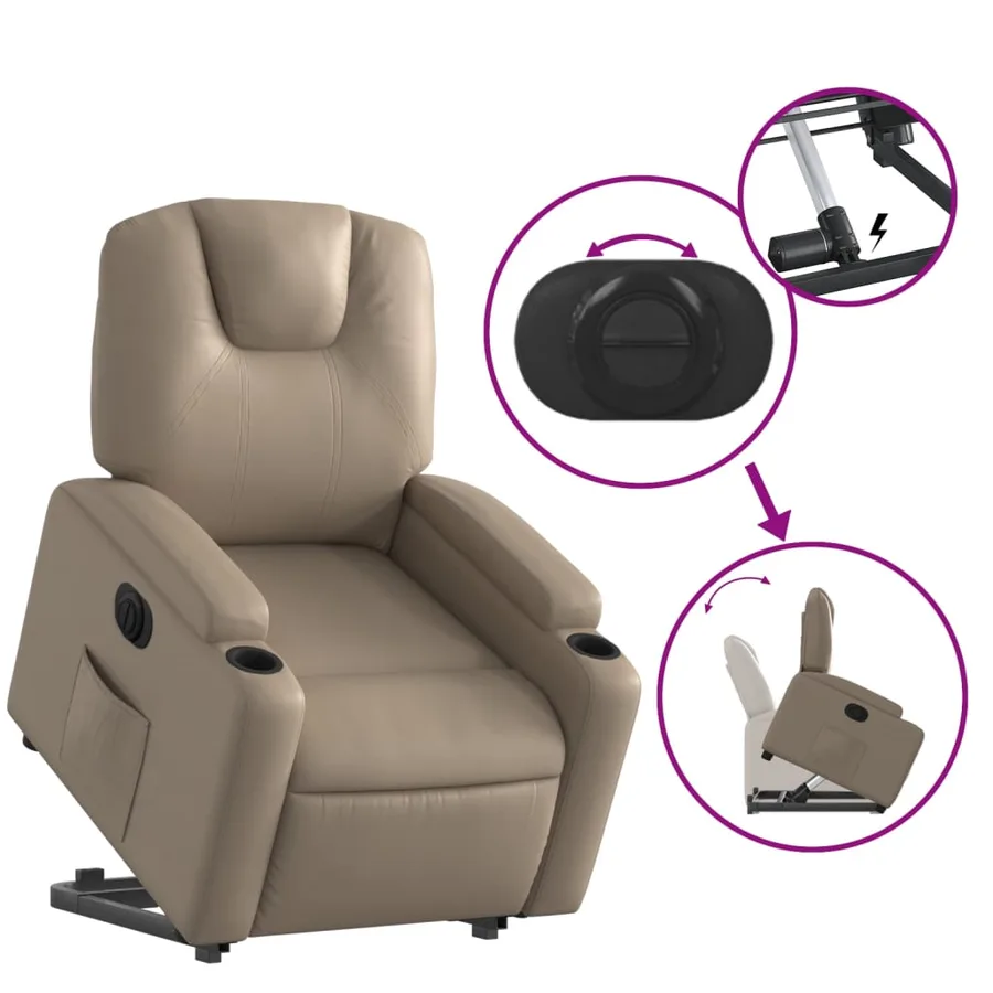 Fauteuil inclinable électrique cappuccino similicuir - 11