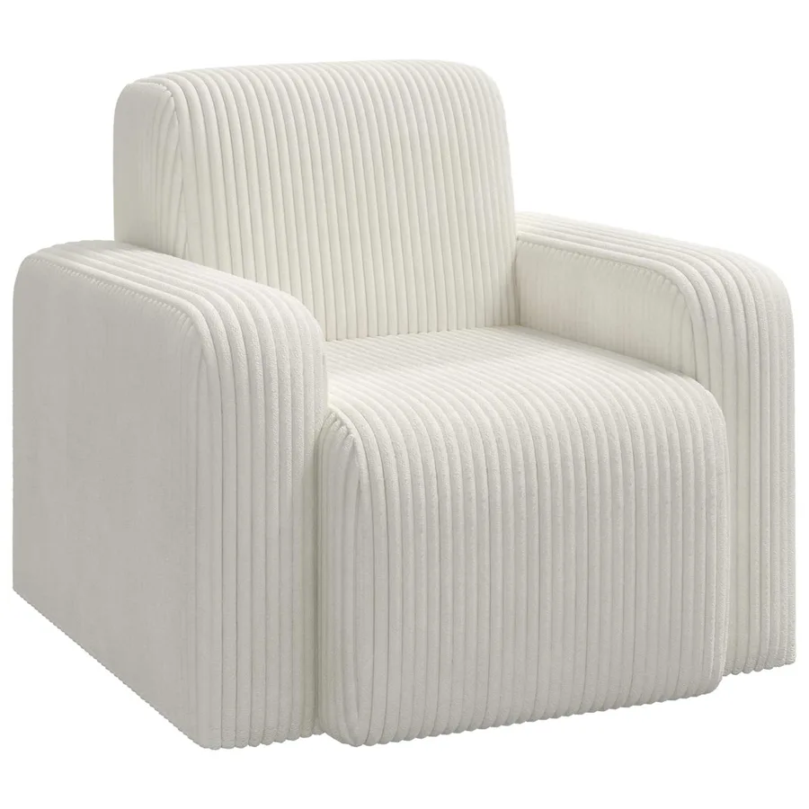 Fauteuil Crème velours côtelé - 2