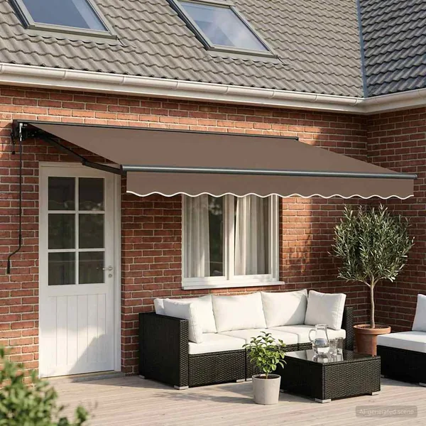 Auvent rétractable Taupe 5 x 3 m Polyester et Aluminium