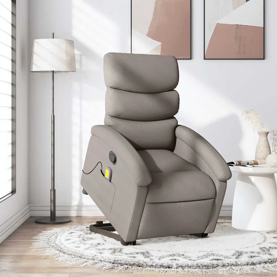 Fauteuil inclinable de massage Taupe Tissu - 15