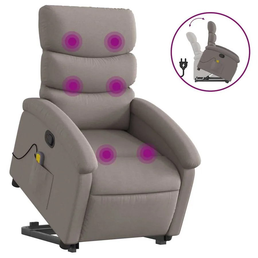 Fauteuil inclinable de massage Taupe Tissu - 2