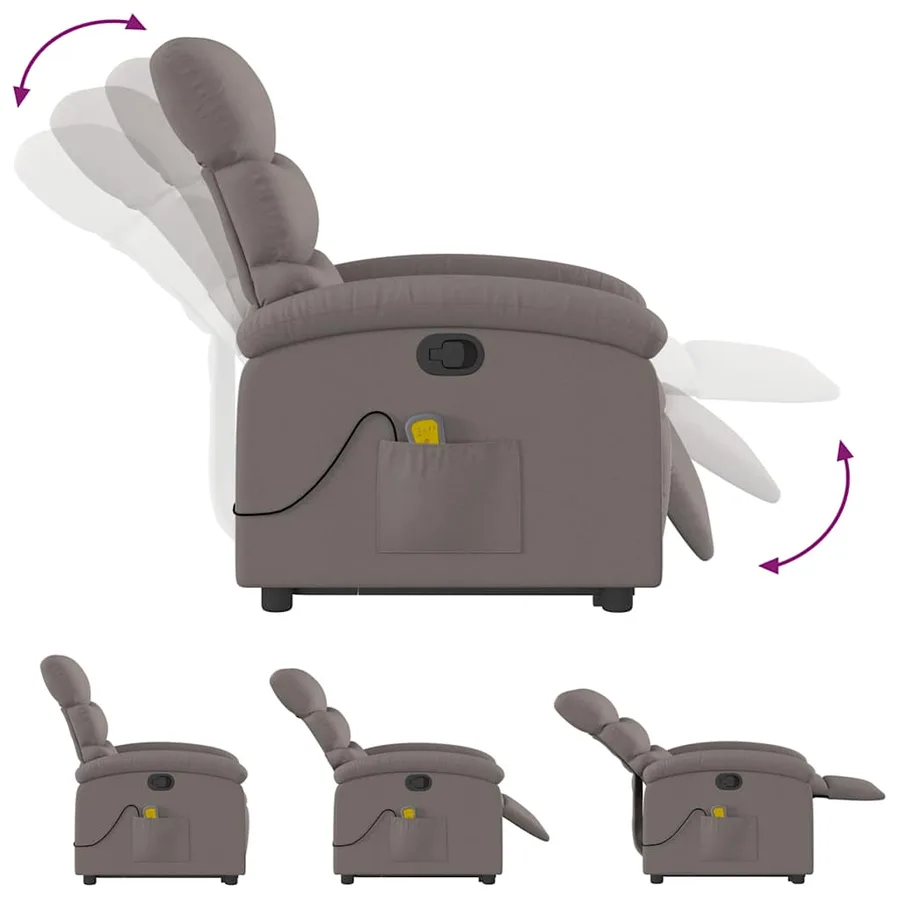 Fauteuil inclinable de massage Taupe Tissu - 7