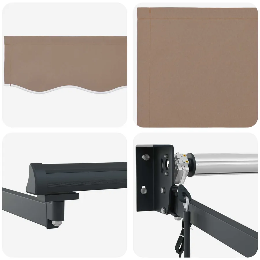 Auvent rétractable électrique Taupe 100% Polyester et Aluminium - 4
