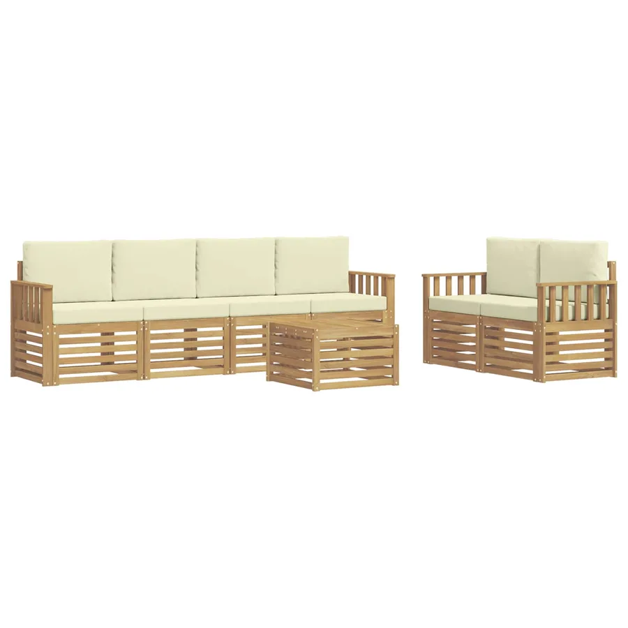 Ensemble de canapés d'extérieur 7 pcs Blanc et crème Polyester - 2