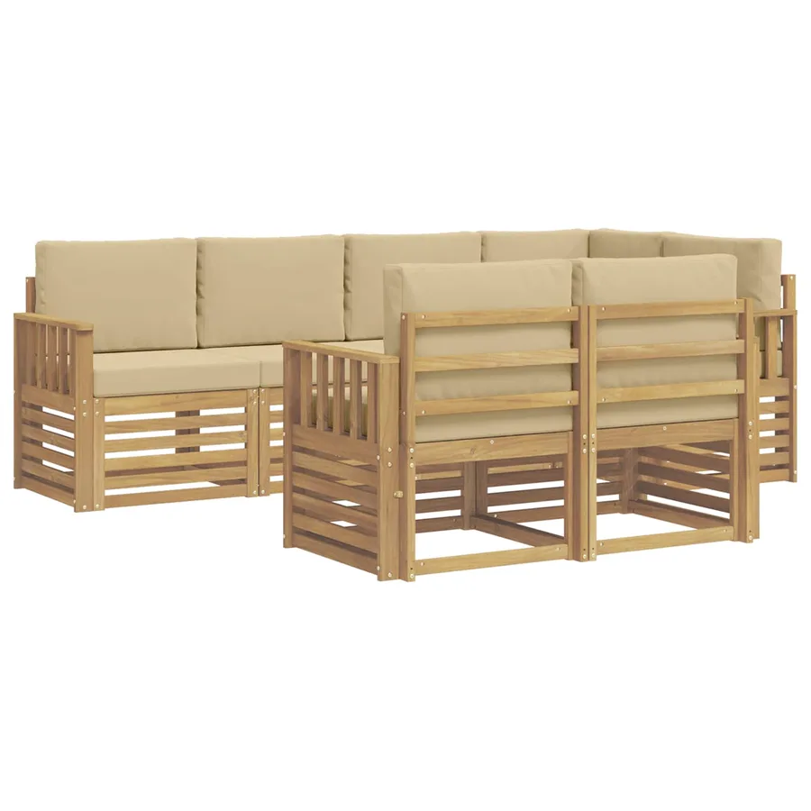 Ensemble de canapés d'extérieur 7 pcs Blanc et Beige - 2