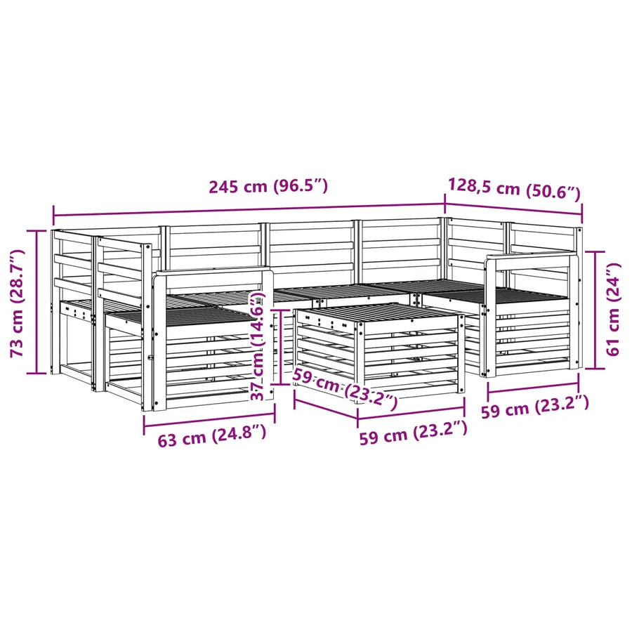 Ensemble de canapés d'extérieur 7 pcs Blanc - 8