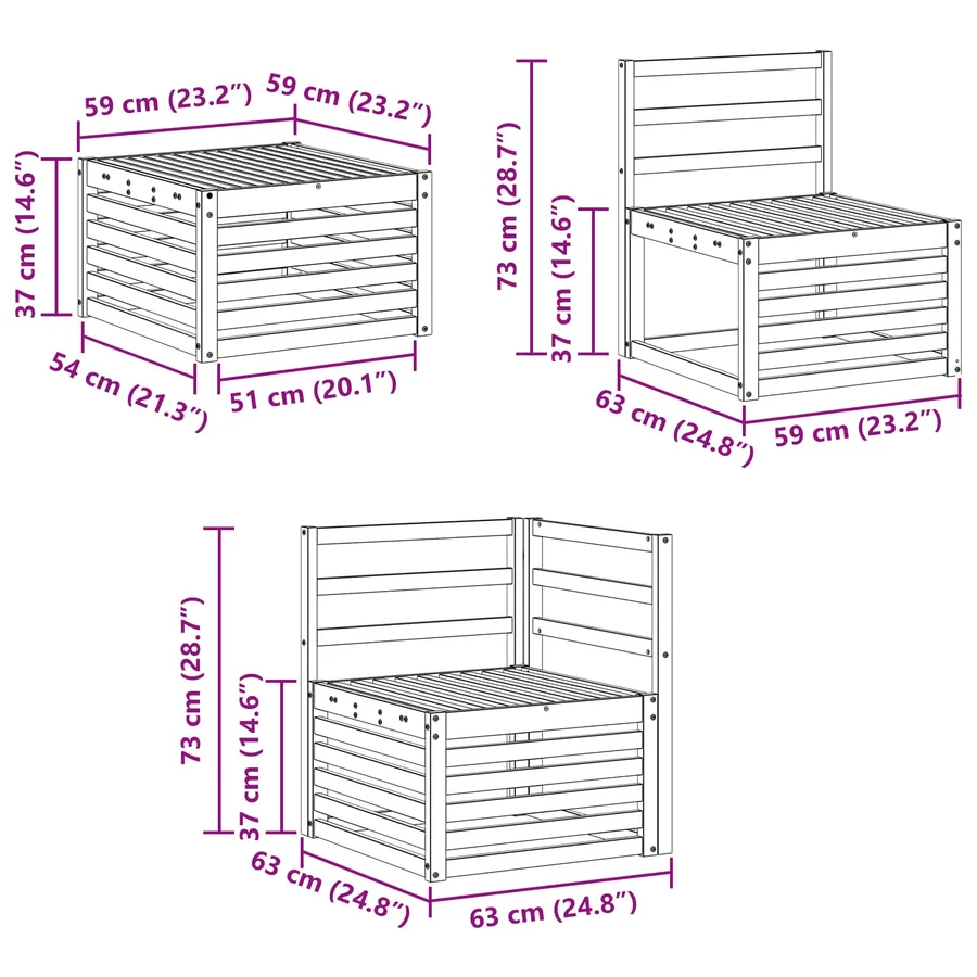 Ensemble de canapés d'extérieur 8 pcs Blanc - 9