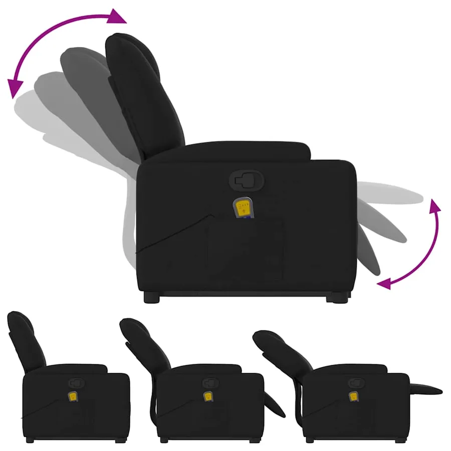 Fauteuil de massage inclinable Noir Tissu - 7
