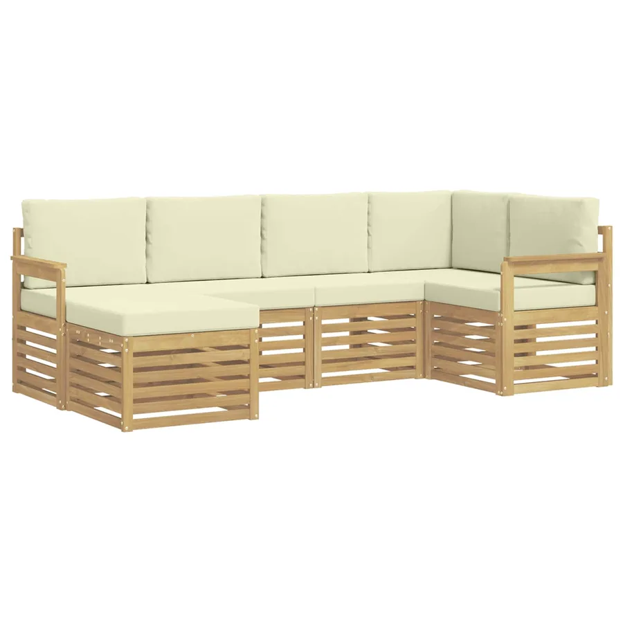 Ensemble de canapés d'extérieur 6 pcs Blanc et crème Polyester - 2