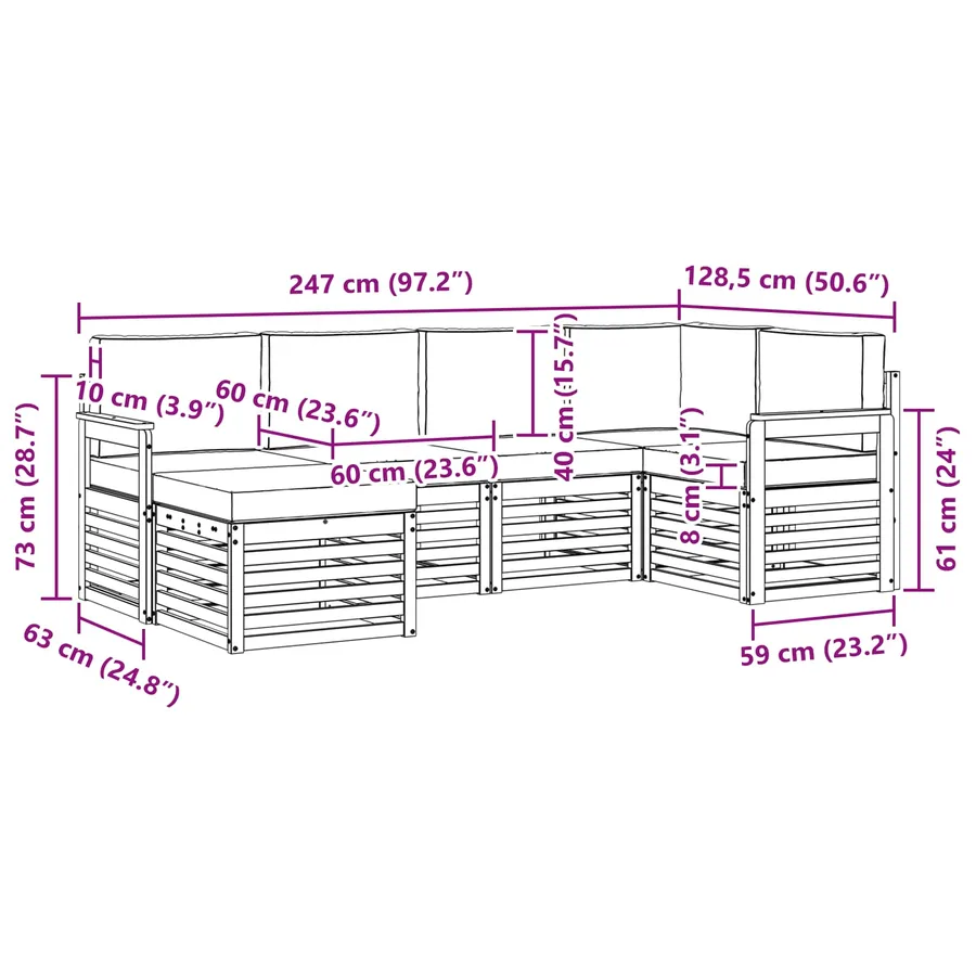 Ensemble de canapés d'extérieur 6 pcs Blanc et crème Polyester - 7