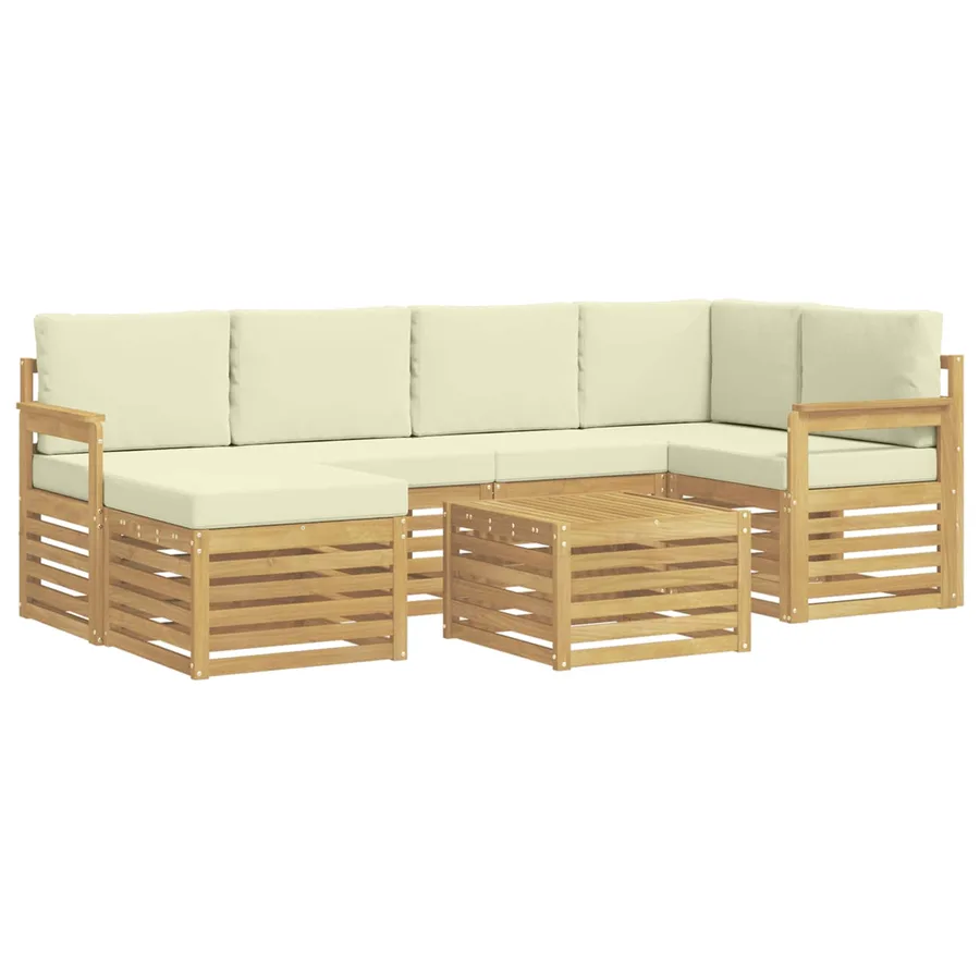 Ensemble de canapés d'extérieur 7 pcs Blanc et crème Polyester - 2