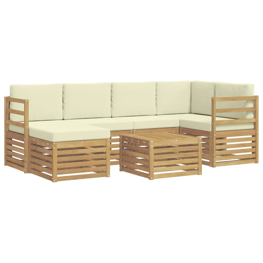 Ensemble de canapés d'extérieur 7 pcs Blanc et crème Polyester - 2