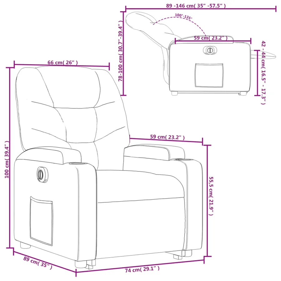 Fauteuil inclinable électrique vert foncé tissu - 17