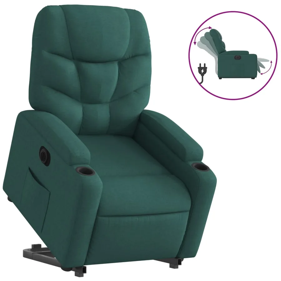 Fauteuil inclinable électrique vert foncé tissu - 2