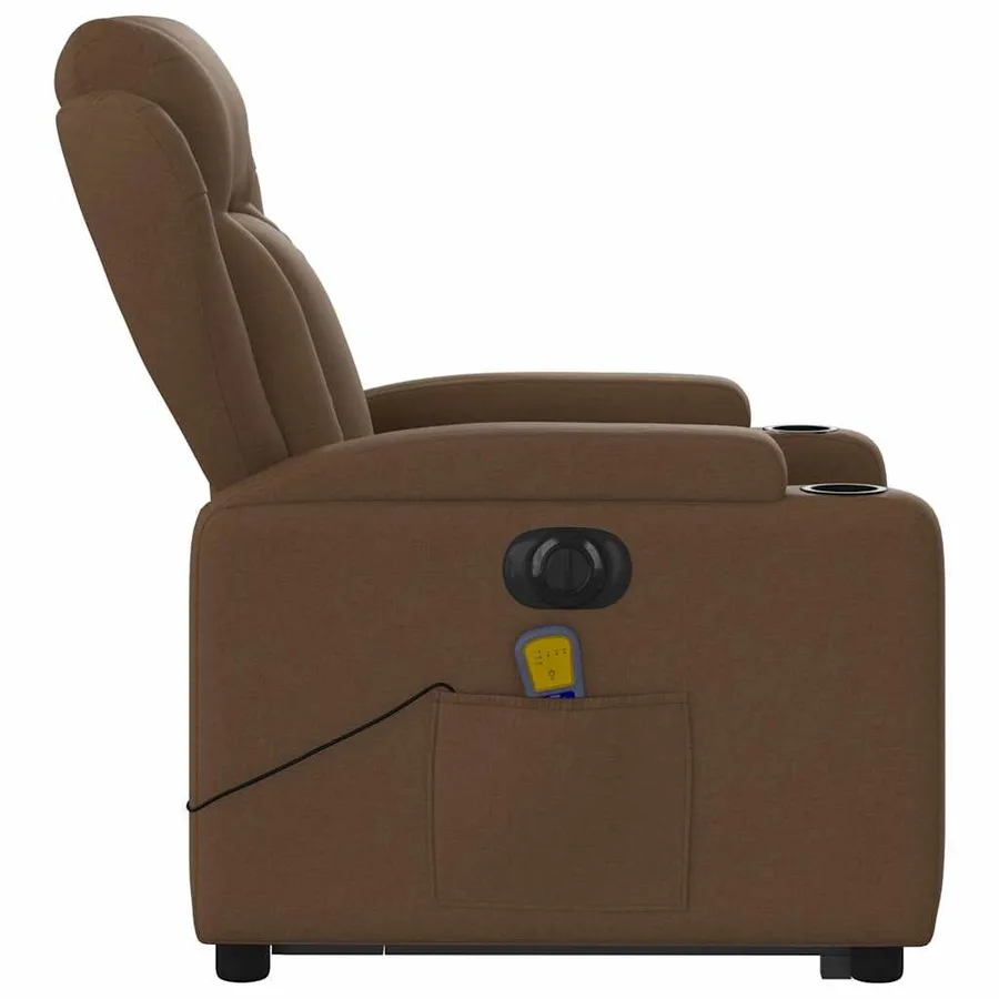 Fauteuil inclinable de massage électrique Marron Tissu - 10