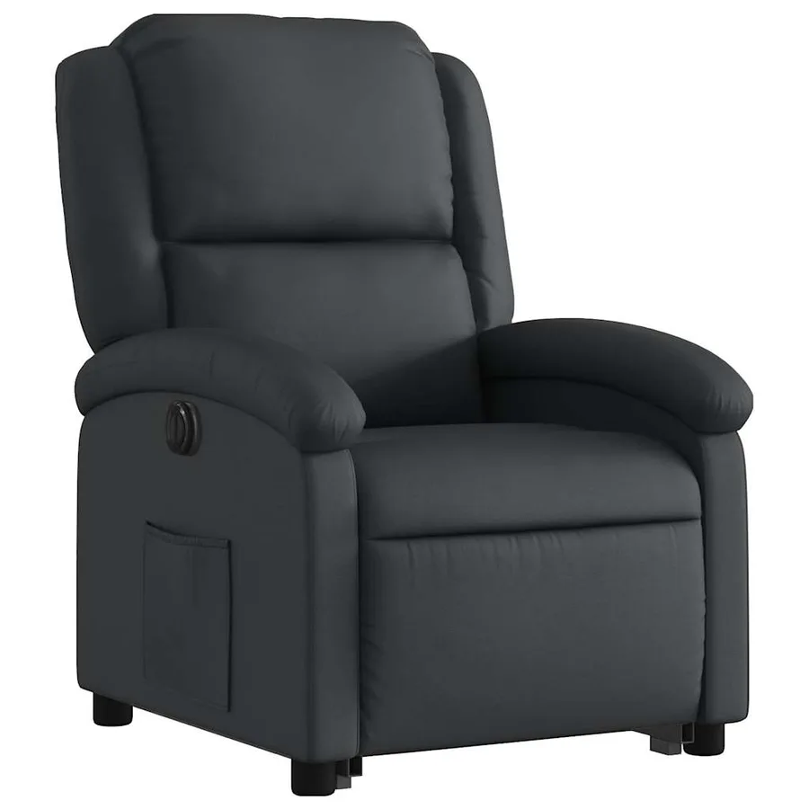 Fauteuil inclinable électrique noir cuir véritable - 4