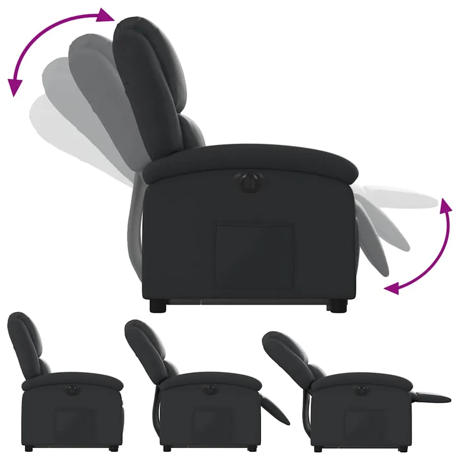 Fauteuil inclinable électrique noir cuir véritable - 7