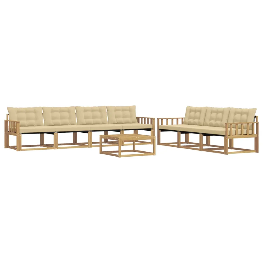 Ensemble de canapés d'extérieur 8 pcs Blanc et Beige - 2