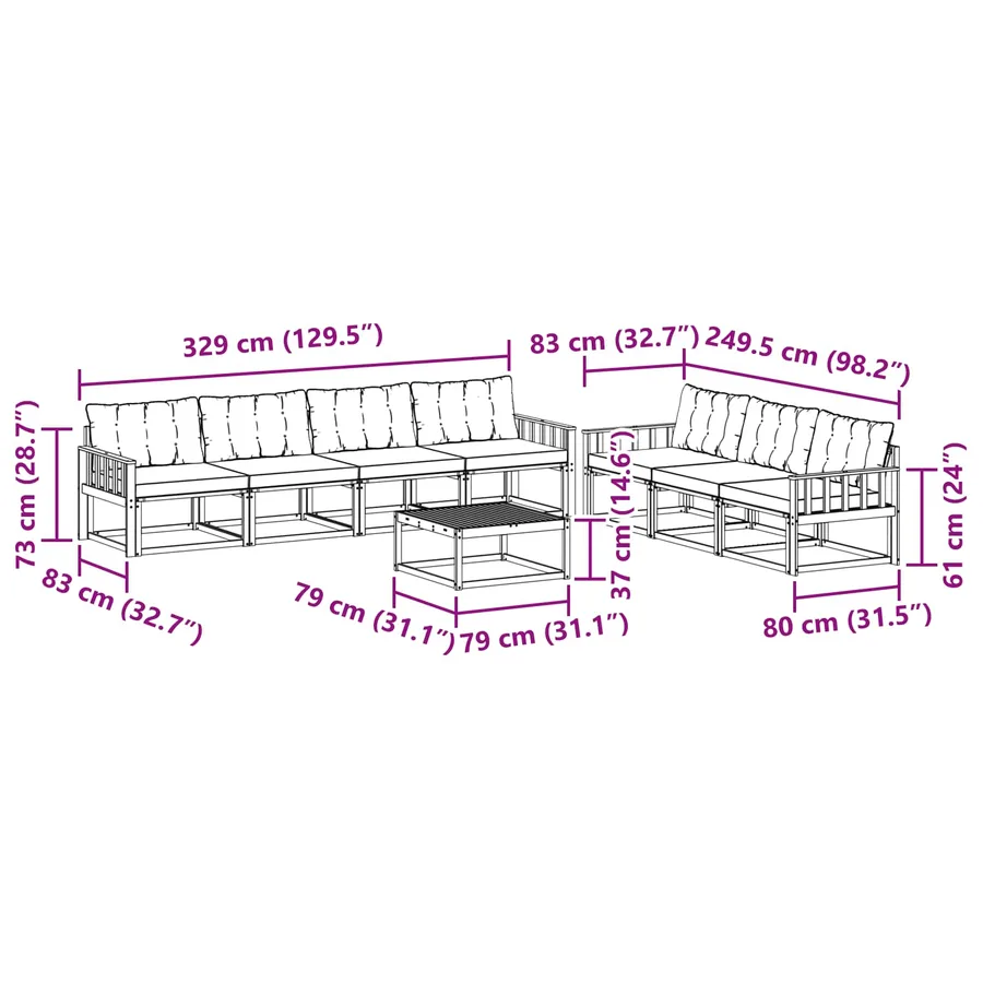 Ensemble de canapés d'extérieur 8 pcs Blanc et Beige - 8