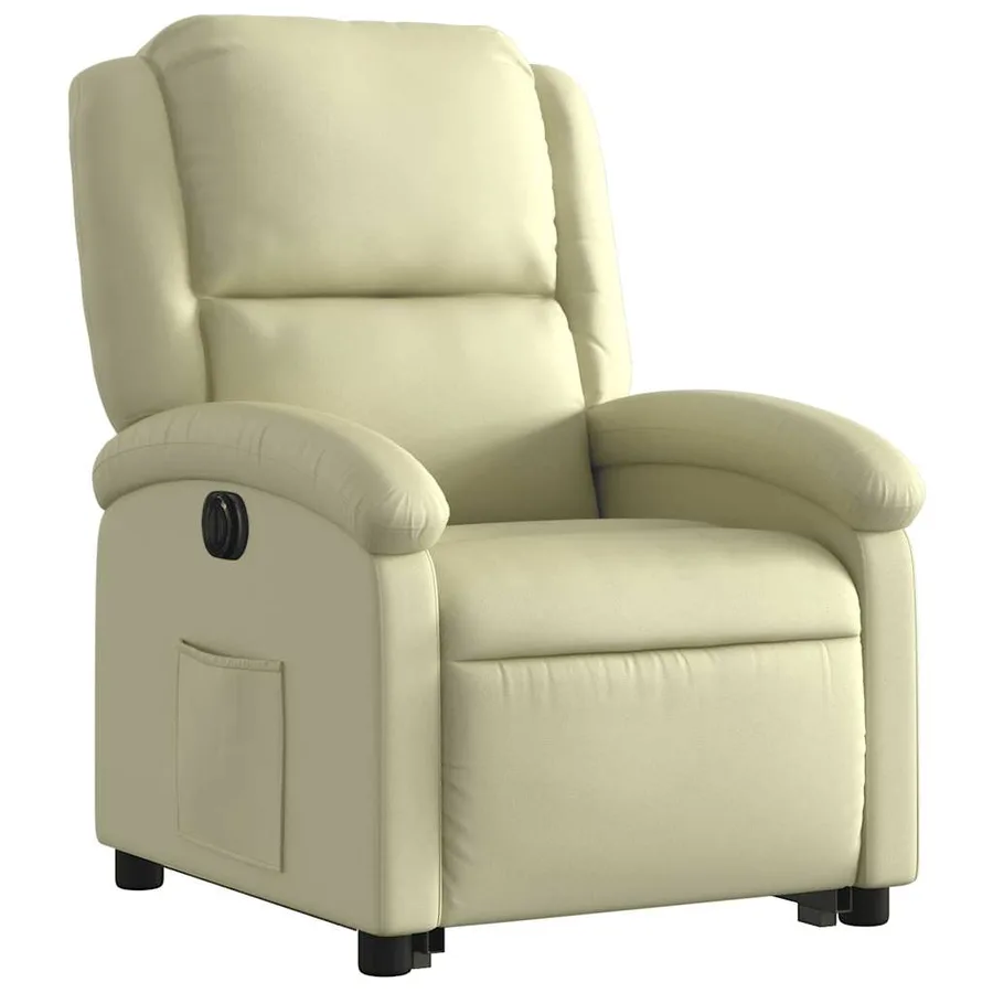 Fauteuil inclinable électrique crème cuir véritable - 4