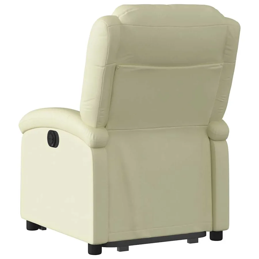 Fauteuil inclinable électrique crème cuir véritable - 5