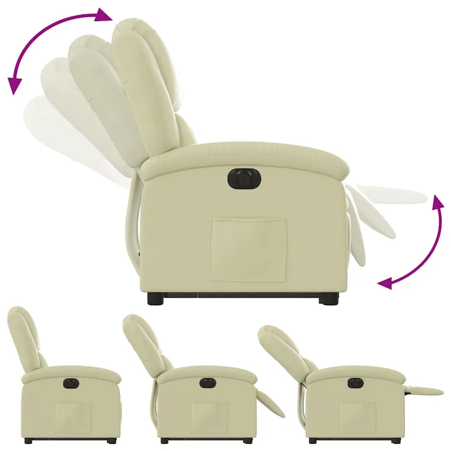 Fauteuil inclinable électrique crème cuir véritable - 7
