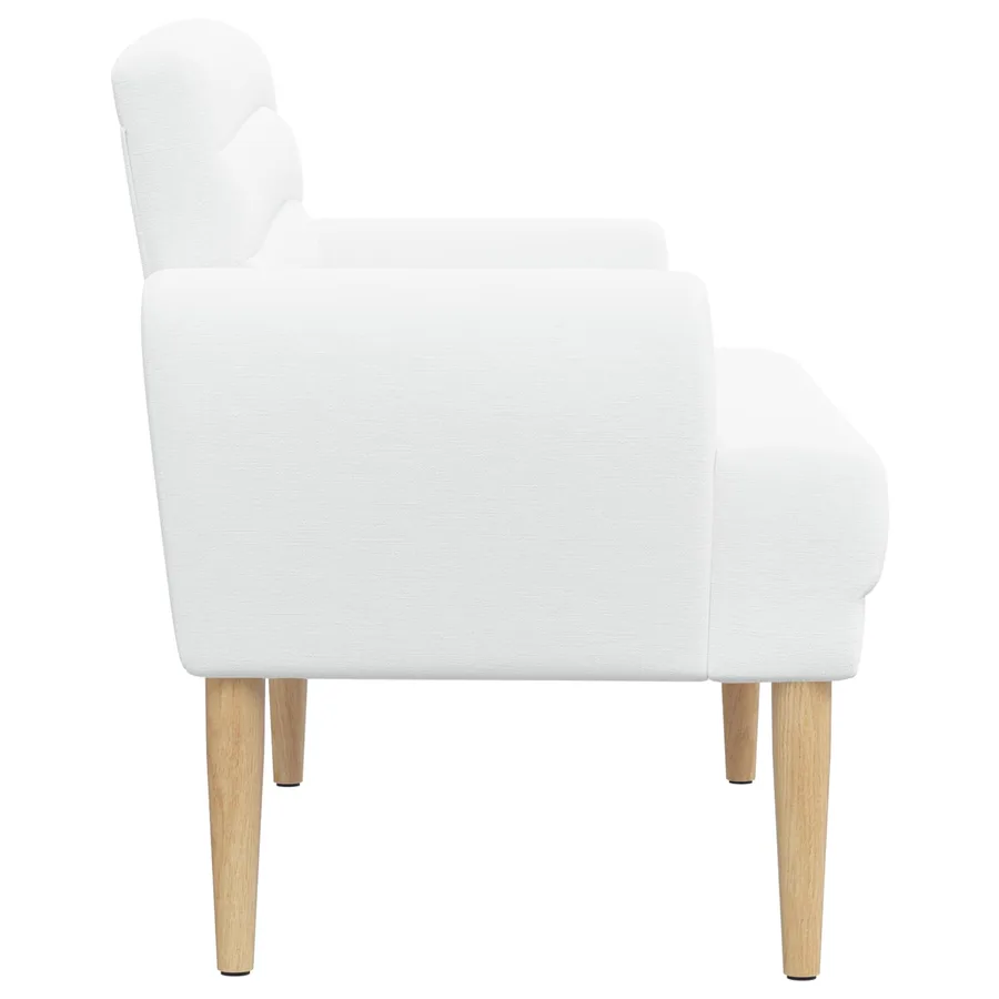 Canapé love seat avec capitonnage en boutons Blanc Tissu - 4
