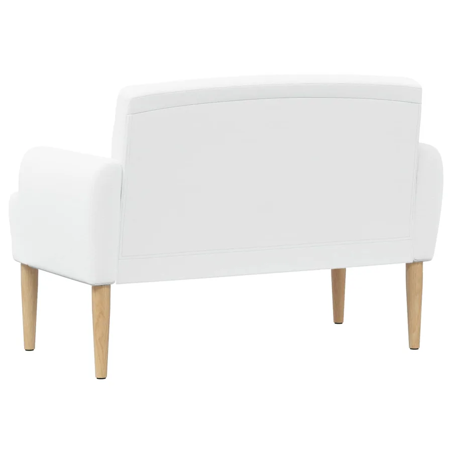 Canapé love seat avec capitonnage en boutons Blanc Tissu - 5