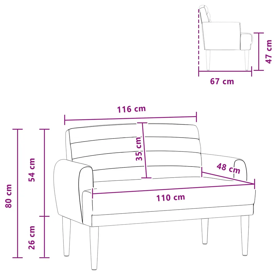 Canapé love seat avec capitonnage en boutons Blanc Tissu - 8