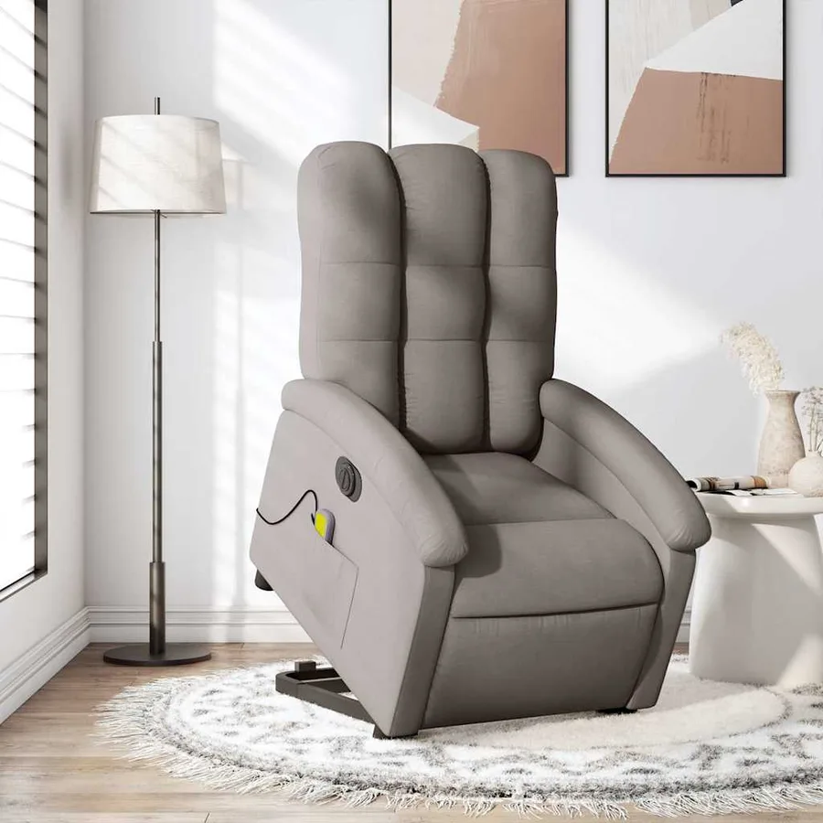 Fauteuil inclinable de massage électrique Taupe Tissu - 15