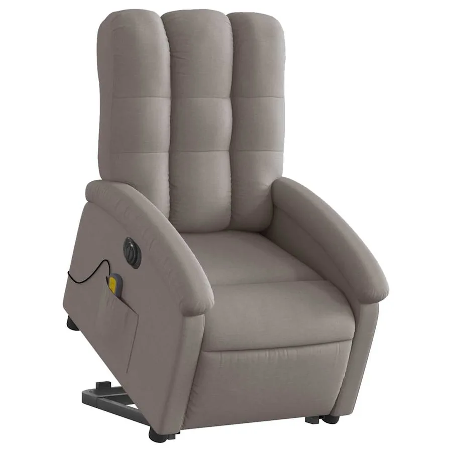 Fauteuil inclinable de massage électrique Taupe Tissu - 3