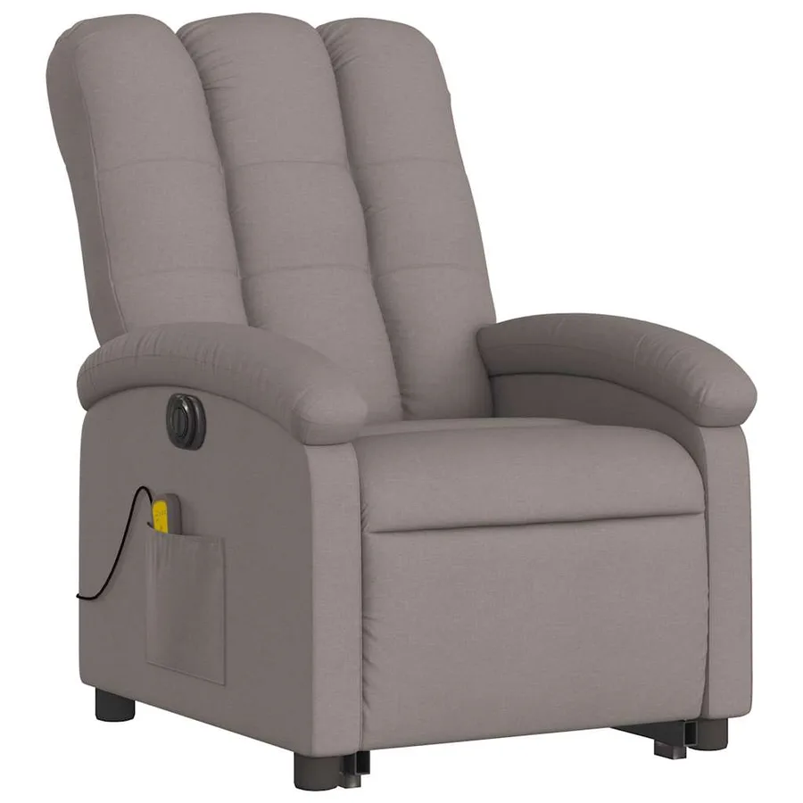 Fauteuil inclinable de massage électrique Taupe Tissu - 4