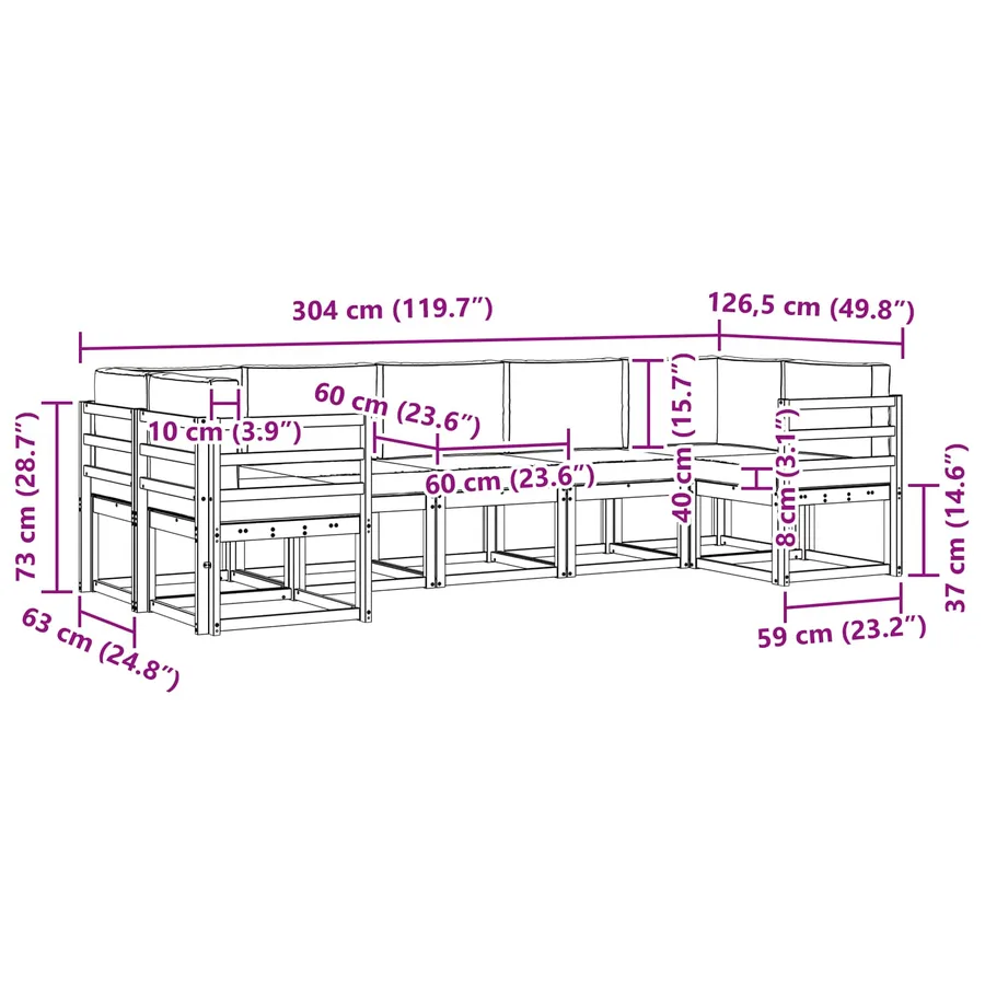 Ensemble de canapés d'extérieur 7 pc Blanc et gris clair - 7