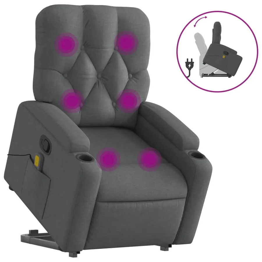 Fauteuil de massage inclinable Gris foncé Tissu - 2