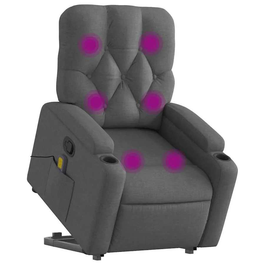 Fauteuil de massage inclinable Gris foncé Tissu - 3