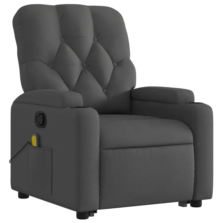Fauteuil de massage inclinable Gris foncé Tissu - 4