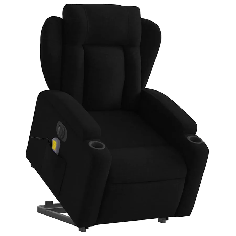 Fauteuil inclinable de massage électrique Noir Tissu - 3