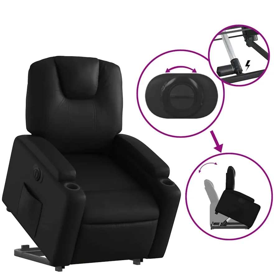 Fauteuil inclinable électrique noir similicuir - 11